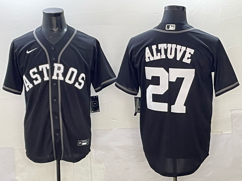 Men Houston Astros #27 Altuve Black Nike 2025 MLB Jersey 008->pittsburgh steelers->NFL Jersey